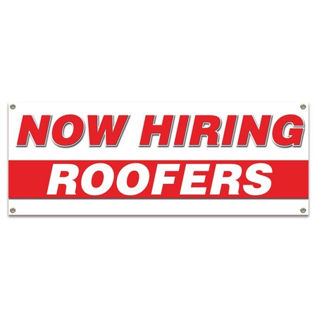 Signmission Now Hiring Roofers Banner Apply Inside Accepting Application Single Sided B-30298